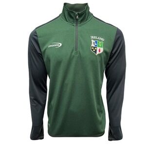 Landsdowne Ireland Jersey 1/4 Zip L Hunter Green/Black Finger Holes Drylans Perf